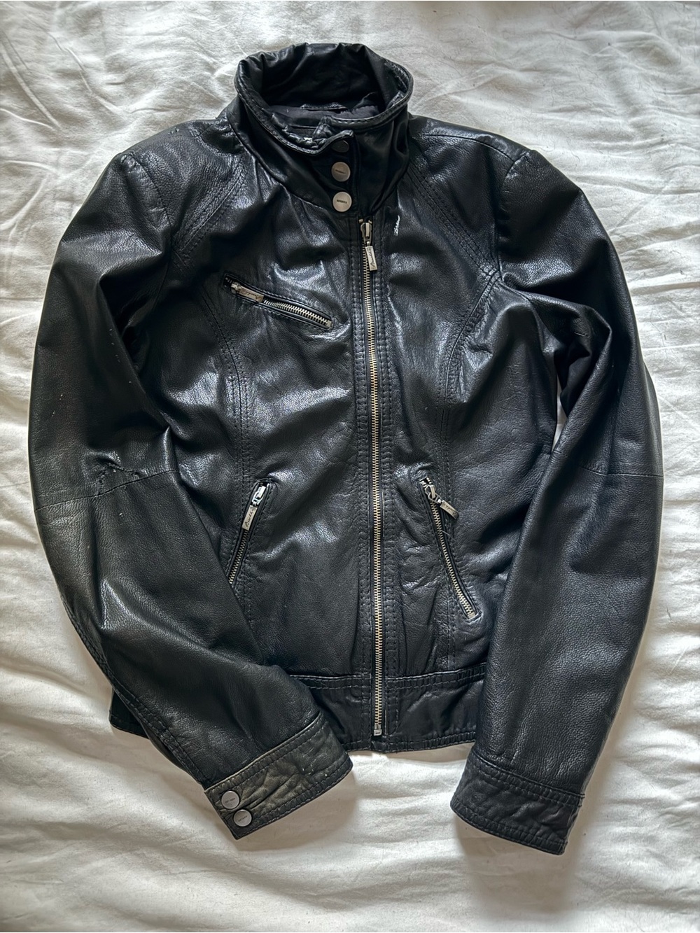 Black Bershka Y2K Vintage Moto Jacket
